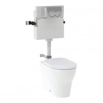 Geberit Selnova Rimless Back to Wall Pan with Alpha Flush Plate and Alpha 4-in-1 Cistern (including Soft Close Seat)