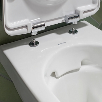 Geberit Selnova Rimless Semi-Shrouded Wall Hung Toilet - Quick Release Soft Close Seat