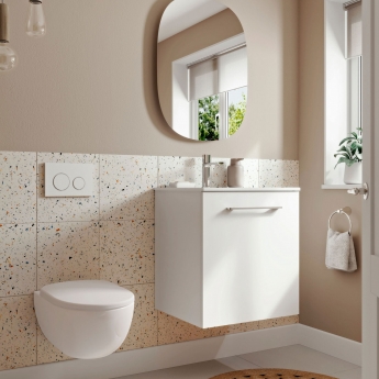 Geberit Selnova Wall Hung 1-Door Vanity Unit with Slim Rim Basin 600mm Wide - White