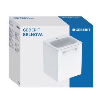 Geberit Selnova Wall Hung 1-Door Vanity Unit with Slim Rim Basin 600mm Wide - White