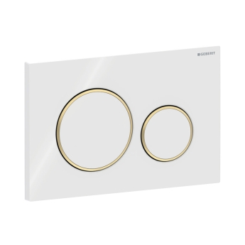 Geberit Sigma20 Dual Flush Plate - White / Gold Plated | Product Image