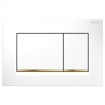 Geberit Sigma30 Dual Flush Plate - Polished White/Gold