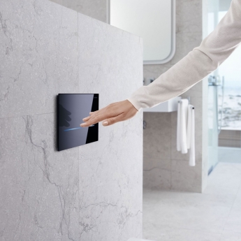 Geberit Sigma80 Touchless Sensor-controlled Operation Flush Plate for 120mm Concealed Cistern - Black Glass
