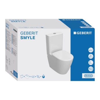 Geberit Smyle Rimless Fully Back to Wall Close Coupled Toilet (inc Soft Close Seat) | Product Image