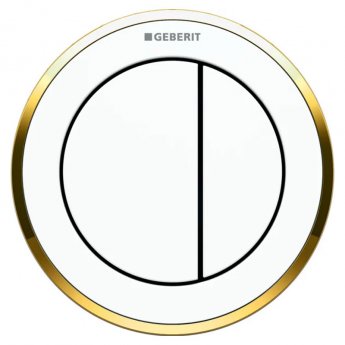 Geberit Type 10 Pneumatic Dual Flush Plate Button for Concealed Cistern - White / Gold