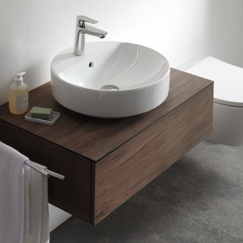 Geberit VariForm Lay-On Round Countertop Basin 450mm Wide - 1 Tap Hole