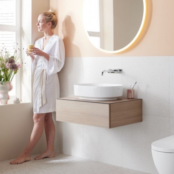 Geberit VariForm Wall Hung 1-Drawer Vanity Unit 750mm Wide - Oak