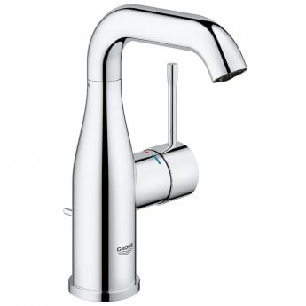 Grohe Essence M-Size Basin Mixer Tap with Pop Up Waste Deck Mounted - Chrome