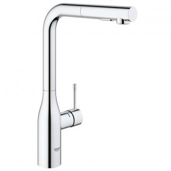 Grohe Essence L-Spout 1/2 inch Single Lever Kitchen Sink Mixer Tap with Pull Out Spray - Chrome