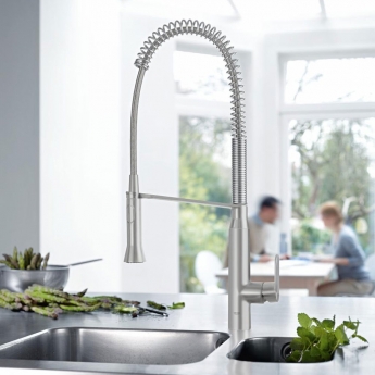 Grohe K7 1/2 Inch Single Lever Kitchen Sink Mixer Tap with Pull-out Spout - Chrome