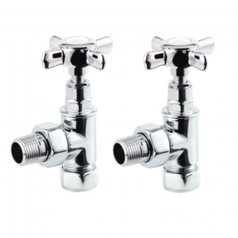 Heatwave Crosshead Chrome Angled Radiator Valves Pair