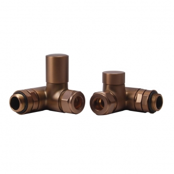 Heatwave Dual Fuel Brushed Bronze Manual Corner Radiator Valve Set | Product Image