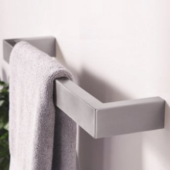 Heatwave Elcot Electric Designer Square Towel Rail Closed Ended 40mm H x 630mm W - Brushed Stainless Steel