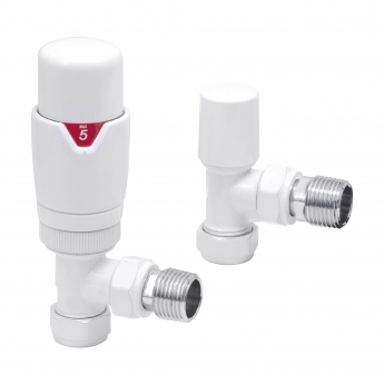 Heatwave Prime White Angled Thermostatic Radiator Valve Set