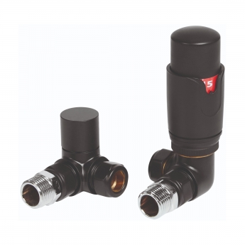 Heatwave Prime Black Corner Thermostatic Radiator Valve Set