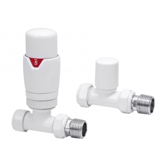 Heatwave Prime White Straight Thermostatic Radiator Valve Set