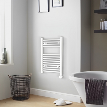 Heatwave Ballad White Thermostatic Electric Ladder Towel Rail 691mm (H) x 450mm (W) | Product Image