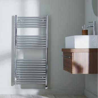 Heatwave Ballad Chrome Thermostatic Electric Ladder Towel Rail 1186mm (H) x 450mm (W)