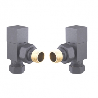 Heatwave Square Basalt Grey Angled Radiator Valves Pair