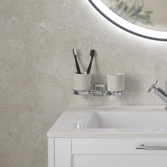 Heritage Chancery Double Tumbler and Holder - Chrome | Product Image