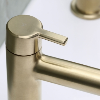 Heritage Dartmouth Basin Taps Pair - Brushed Brass | Product Image