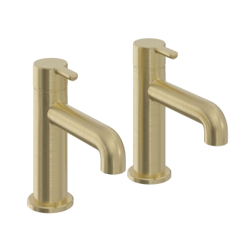 Heritage Dartmouth Basin Taps Pair - Brushed Brass | Product Image