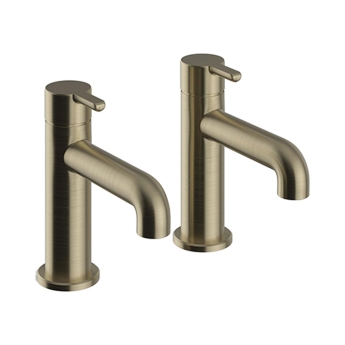 Heritage Dartmouth Basin Taps Pair - Brushed Brass | Product Image