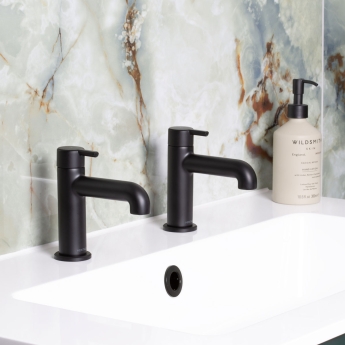 Heritage Dartmouth Basin Taps Pair - Matt Black | Product Image