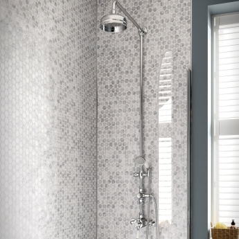 Heritage Dawlish Exposed Mixer Shower with Shower Kit + Fixed Head - Chrome | Product Image