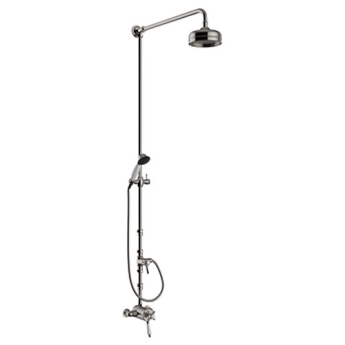 Heritage Dawlish Exposed Mixer Shower with Shower Kit + Fixed Head - Brushed Nickel | Product Image