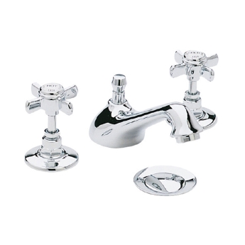 Heritage Dawlish 3-Hole Basin Mixer Tap with Pop up Waste - Chrome | Product Image