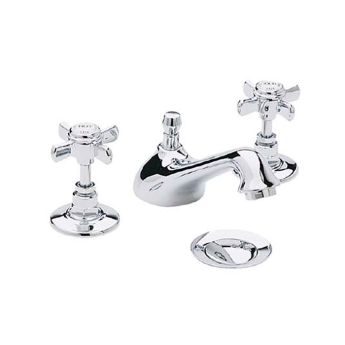 Heritage Dawlish 3-Hole Basin Mixer Tap with Pop up Waste - Chrome | Product Image