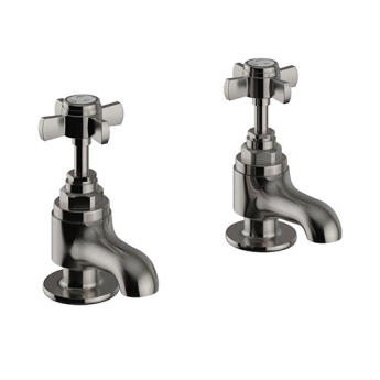 Heritage Dawlish Basin Taps Pair - Brushed Nickel | Product Image