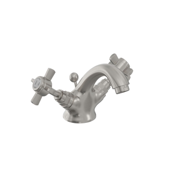 Heritage Dawlish Basin Mixer Tap with Pop up Waste - Brushed Nickel | Product Image