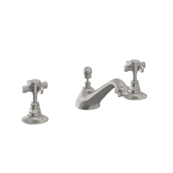Heritage Dawlish 3-Hole Basin Mixer Tap with Pop up Waste - Brushed Nickel | Product Image