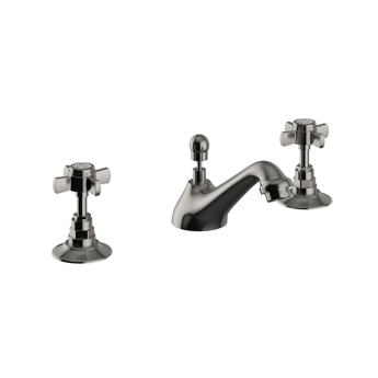 Heritage Dawlish 3-Hole Basin Mixer Tap with Pop up Waste - Brushed Nickel | Product Image