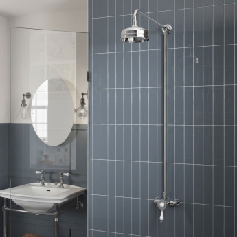 Heritage Glastonbury Exposed Mixer Shower with  Premium Fixed Riser Kit - Chrome | Product Image