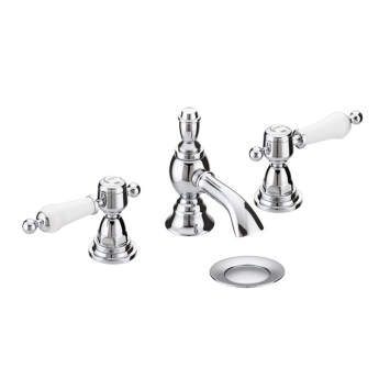 Heritage Glastonbury 3-Hole Basin Mixer Tap with Pop Up Waste - Chrome | Product Image