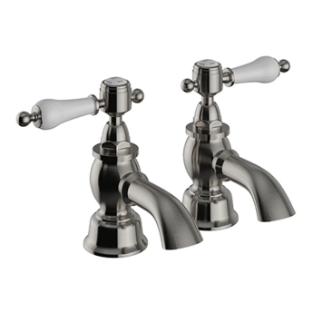 Heritage Glastonbury Bath Taps Pair - Brushed Nickel | Product Image