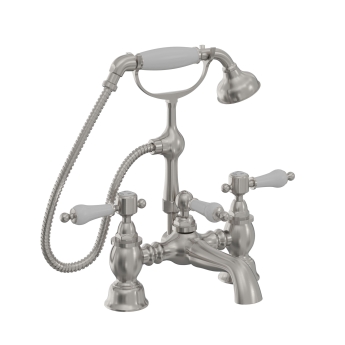 Heritage Glastonbury Bath Shower Mixer Tap - Brushed Nickel | Product Image