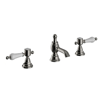 Heritage Glastonbury 3-Hole Basin Mixer Tap with Pop Up Waste - Brushed Nickel | Product Image