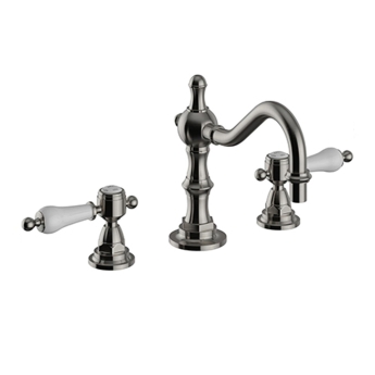 Heritage Glastonbury 3-Hole Swivel Spout Basin Mixer Tap with Pop Up Waste - Brushed Nickel | Product Image
