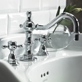 Heritage Hartlebury 3-Hole Swivel Spout Basin Mixer Tap with Pop Up Waste - Chrome | Product Image
