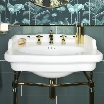 Heritage Hartlebury 3-Hole Basin Mixer Tap with Pop Up Waste - Vintage Gold | Product Image