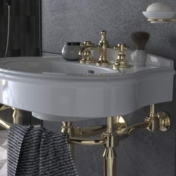 Heritage Hartlebury 3-Hole Swivel Spout Basin Mixer Tap with Pop Up Waste - Vintage Gold | Product Image