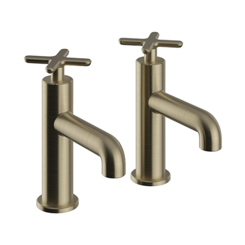 Heritage Salcombe Basin Taps Pair - Brushed Brass | Product Image