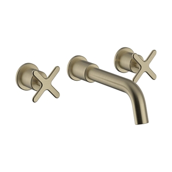 Heritage Salcombe 3-Hole Wall Mounted Basin Mixer Tap - Brushed Brass | Product Image