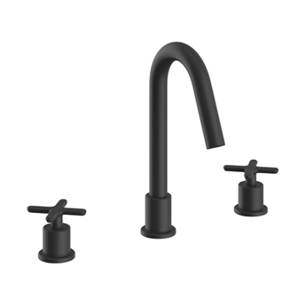 Heritage Salcombe 3-Hole Basin Mixer Tap - Matt Black | Product Image