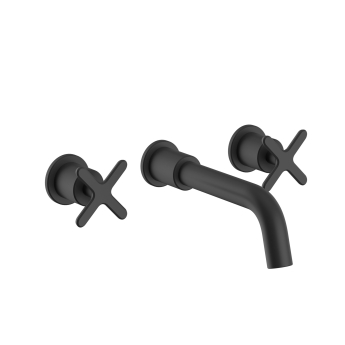 Heritage Salcombe 3-Hole Wall Mounted Basin Mixer Tap - Matt Black | Product Image