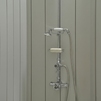 Heritage Trinity Exposed Mixer Shower with Fixed Riser Kit & Diverter to Handset - Chrome | Product Image